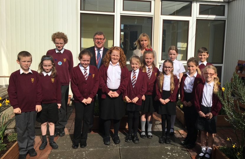 Mark Francois MP pictured with members of the Holt Farm School Council following his recent meeting with them at the school.