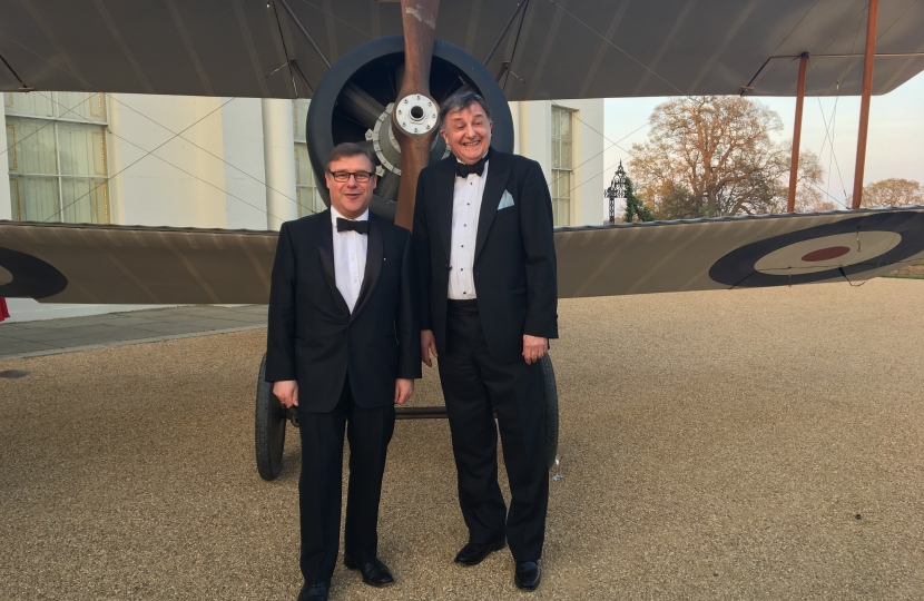 Rayleigh and Wickford MP Mark Francois pictured alongside George Kieffer, Trustee of Stow Maries and Vice Chairman of South East LEP at the charity dinner to raise money for the World War One Stow Maries Aerodrome Project.