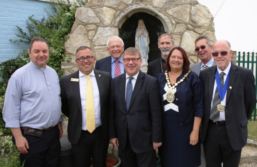 Rayleigh and Wickford MP Mark Francois with the Bishop of Brentwood and other dignitaries celebrating the 50th Anniversary of Our Lady of Ransom School in Rayleigh.