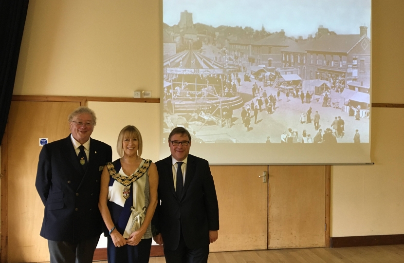 Mark Francois MP pictured with Chairman of Rayleigh Town Council, Councillor Carol Pavelin and Chairman of the Rayleigh Town Museum, Mike Davies, at his recent presentation of “Rayleigh through time”.