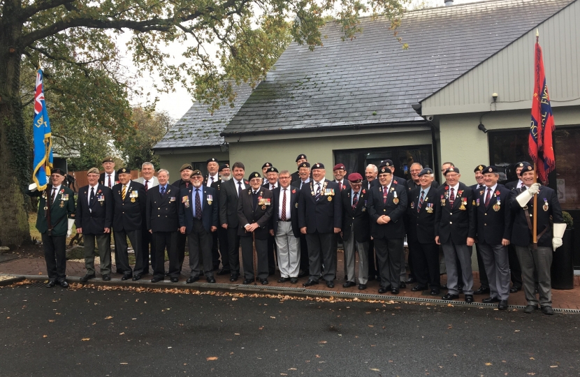 MPs Mark Francois and Stephen Metcalfe pictured with former service personnel at the Basildon Veteran’s Breakfast on Armistice Day 2017.