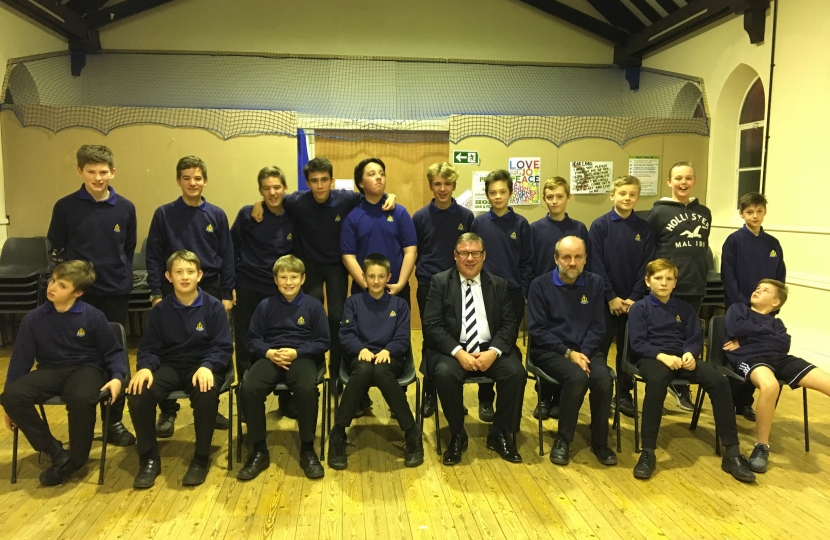 Rayleigh and Wickford MP and former Boys’ Brigade member Mark Francois pictured during his recent visit to the 18th South East Essex (Rayleigh) Company at Rayleigh Baptist Church.