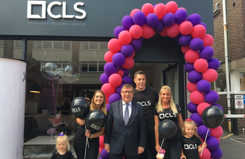 Rayleigh and Wickford MP Mark Francois pictured at the recent opening day of the new CLS mortgage brokers in Rayleigh High Street.