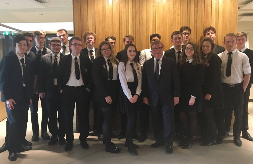 Rayleigh and Wickford MP Mark Francois pictured with Sixth Form politics students from Fitzwimarc School after their recent tour of Westminster.