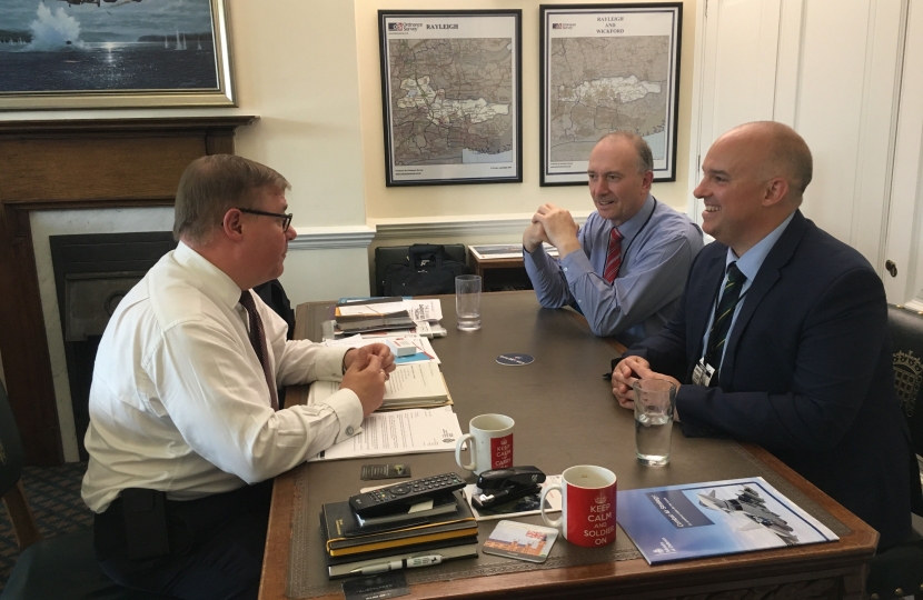 Rayleigh and Wickford MP Mark Francois pictured alongside Mr Robert Morton and Mr Karl Edwards from the East of England Ambulance Trust (EEAST) during a recent meeting in his office at Westminster.