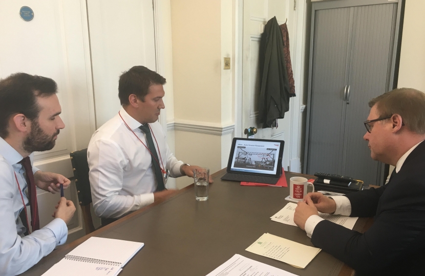 Rayleigh and Wickford MP Mark Francois pictured with Mr Matt Brennan and Mr Chris Mackie during a recent meeting to discuss Network Rail’s engineering works on the London Liverpool Street to Southend Victoria Line.