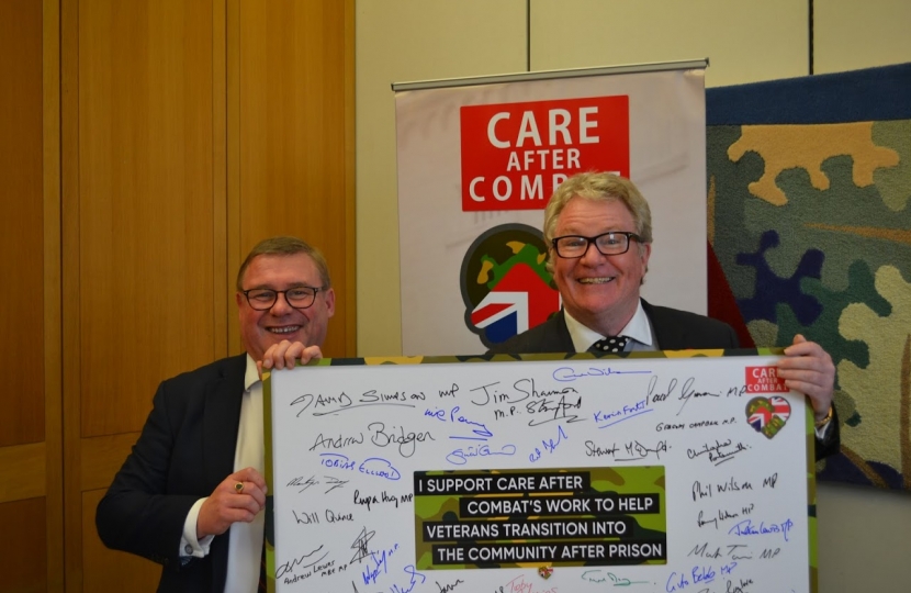 Rayleigh and Wickford MP Mark Francois pictured with Jim Davidson OBE pledging to support veterans re-transitioning into society after prison.