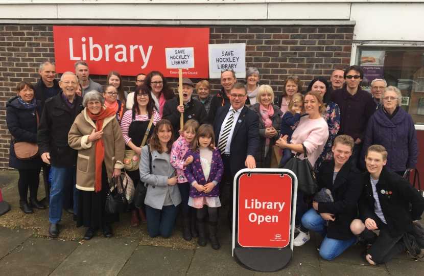 Rayleigh and Wickford MP Mark Francois pictured supporting local residents seeking to save Hockley library in his constituency. 