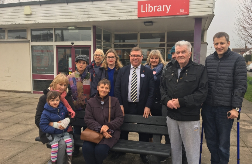 Rayleigh and Wickford MP Mark Francois pictured supporting local residents seeking to save Hullbridge library in his constituency. 