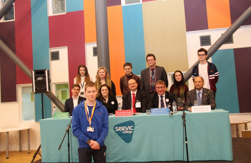 Pictured are the speakers who took part and some students who asked questions