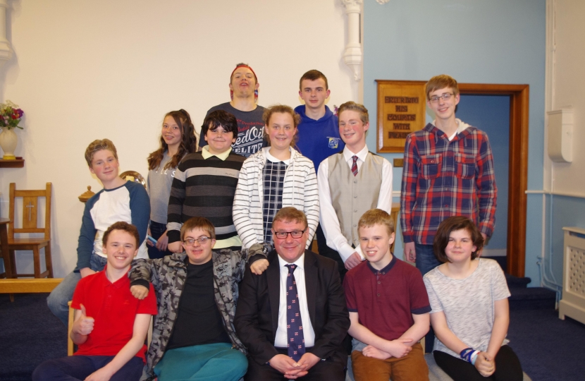 Pictured with members of the Hockley Methodist Church Friday Plus Youth Group
