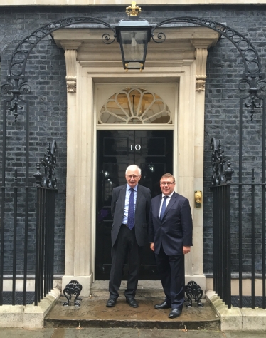 Rayleigh and Wickford MP Mark Francois pictured with his local Association Chairman, Mr Hilton Brown following the reception with the Prime Minister at 10 Downing Street.