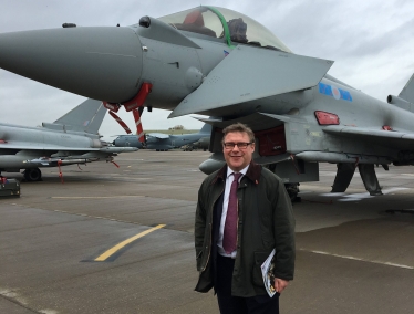 Rayleigh and Wickford MP and House of Commons Defence Committee member Mark Francois pictured with a Eurofighter Typhon during a recent committee visit to RAF Coningsby in Lincolnshire.