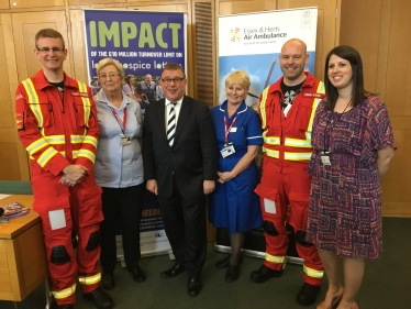 Rayleigh and Wickford MP Mark Francois pictured with staff from Essex Air Ambulance and Farleigh Hospice at a recent reception in the House of Commons.